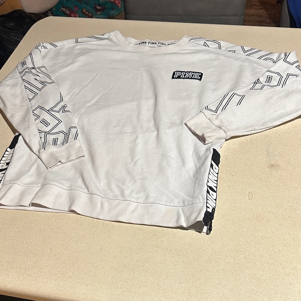 PINK Victoria's Secret White Crewneck Sweater